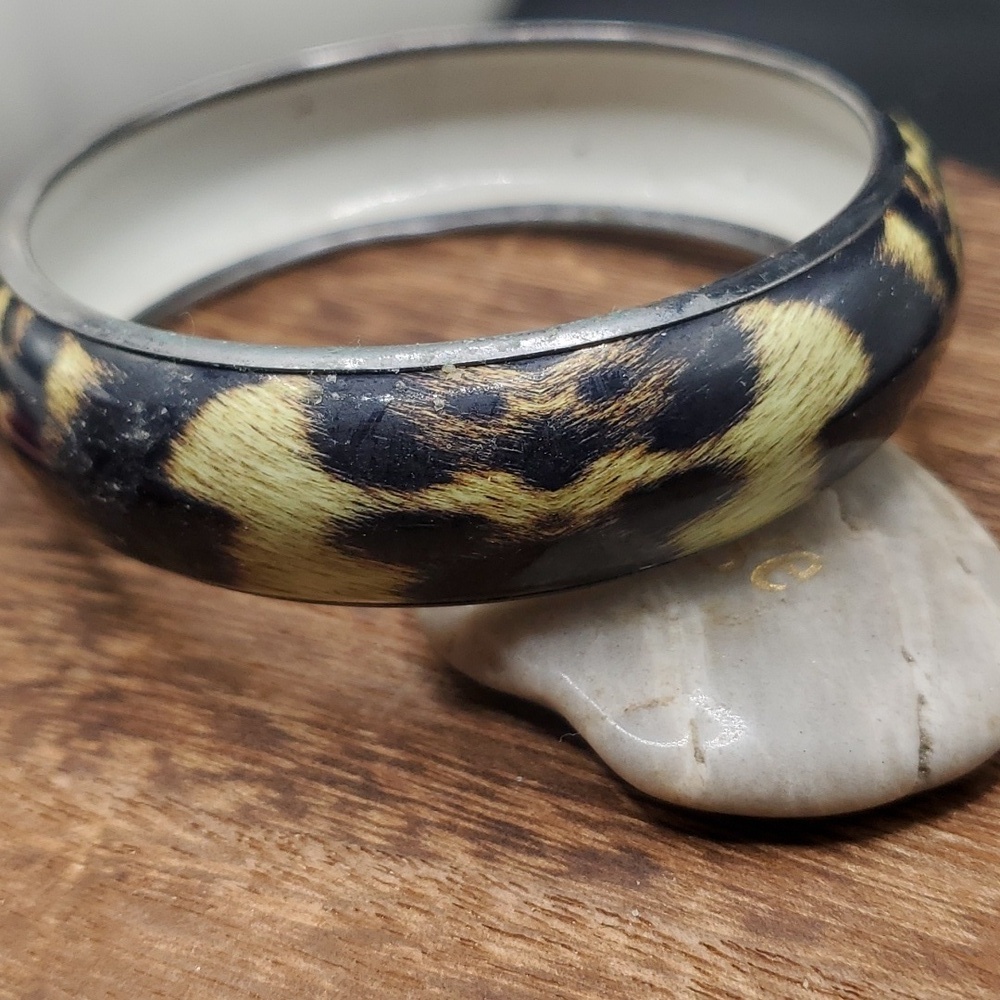 B3125 leopard animal print pattern chunky bracelet